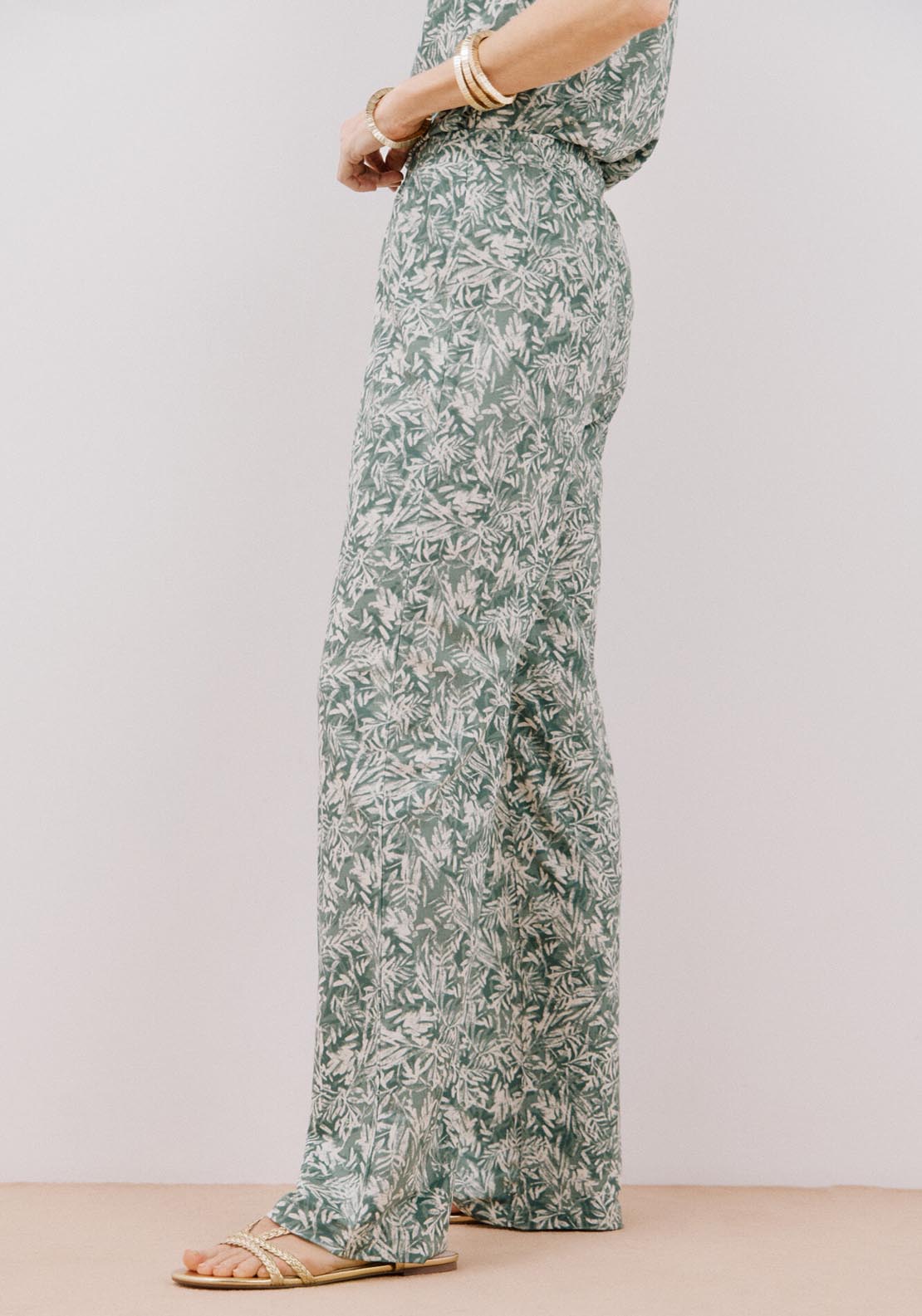 Cortefiel Printed Knit Trousers - Green Print 4 Shaws Department Stores