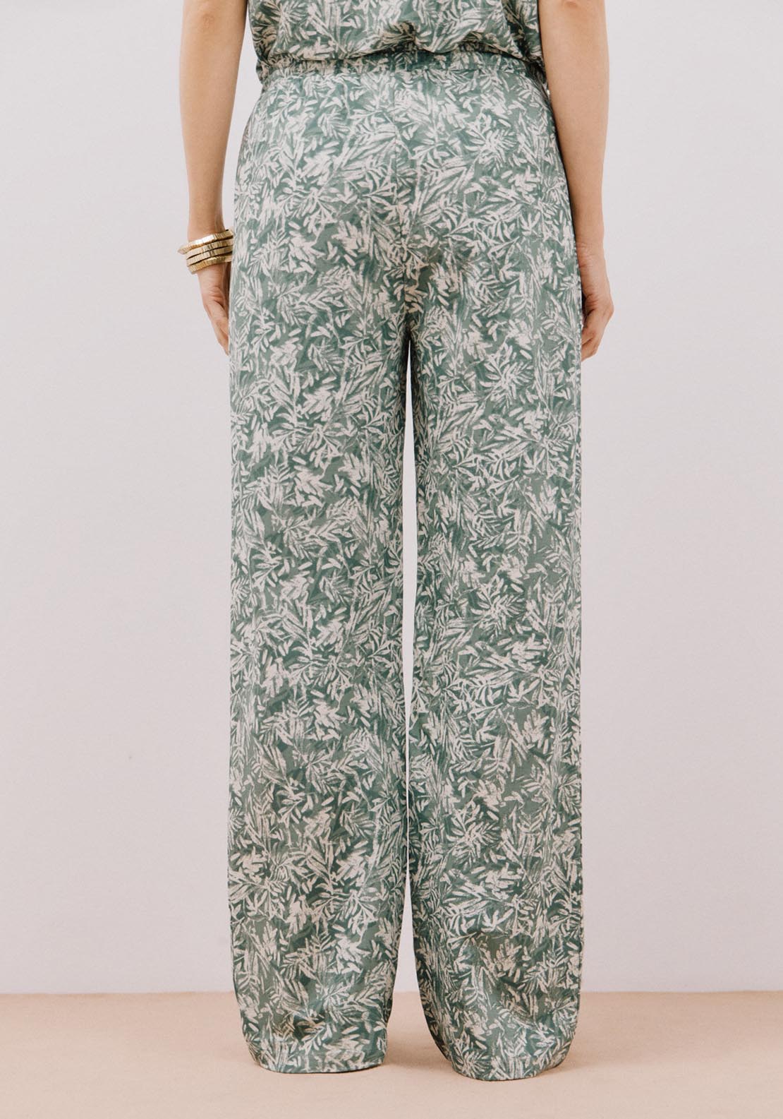 Cortefiel Printed Knit Trousers - Green Print 3 Shaws Department Stores
