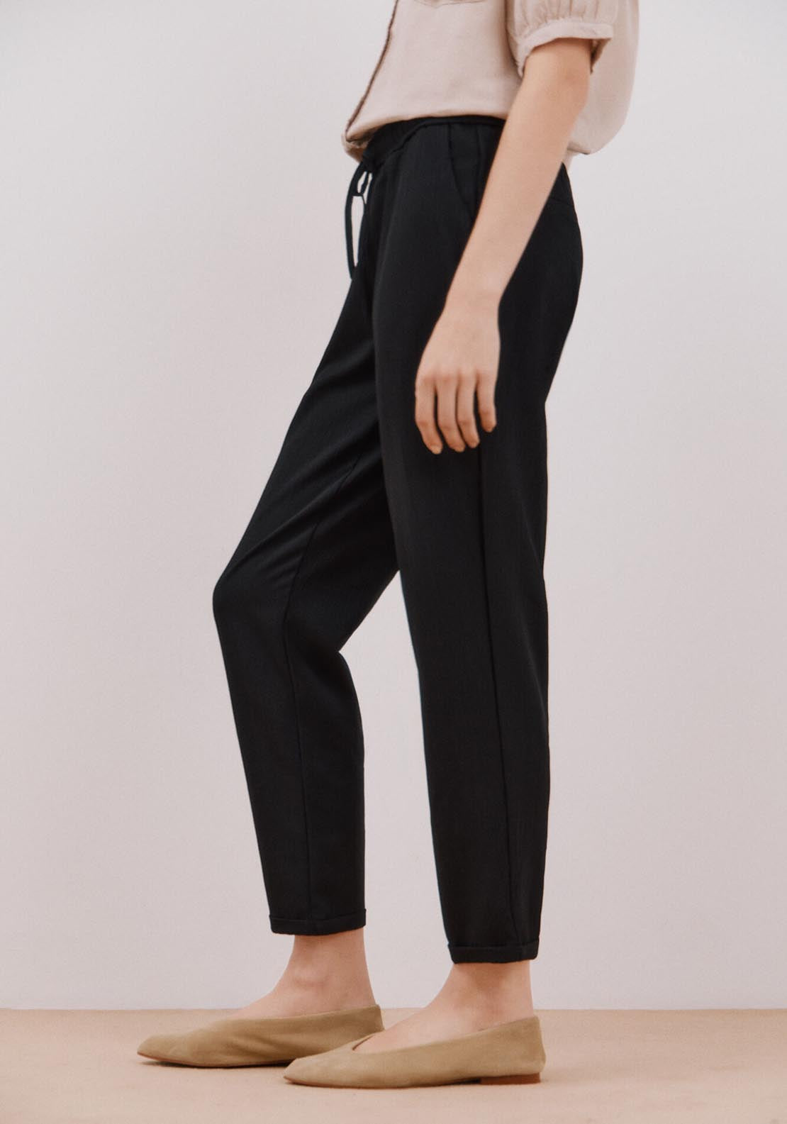 Cortefiel Very Fluid Pants - Black 3 Shaws Department Stores