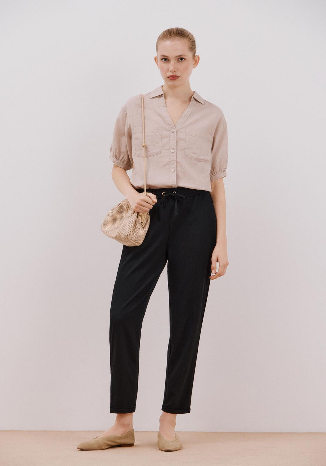Cortefiel Very Fluid Pants - Black 2 Shaws Department Stores