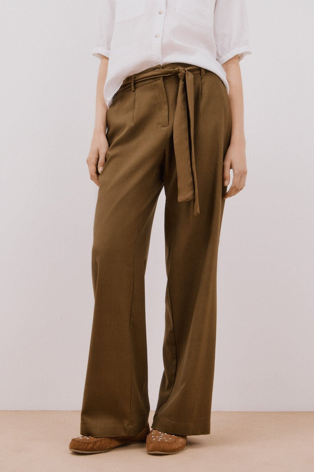Cortefiel Midi Cape Skirt - Dark Khaki 1 Shaws Department Stores