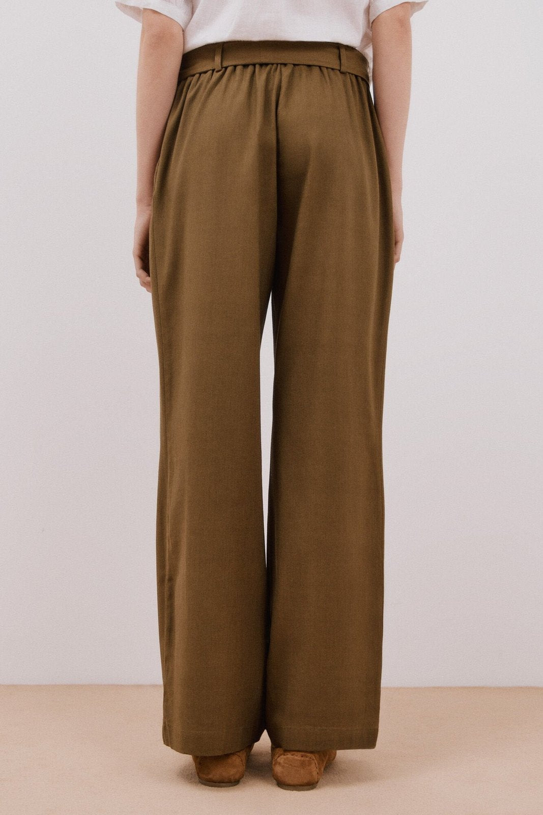 Cortefiel Midi Cape Skirt - Dark Khaki 2 Shaws Department Stores