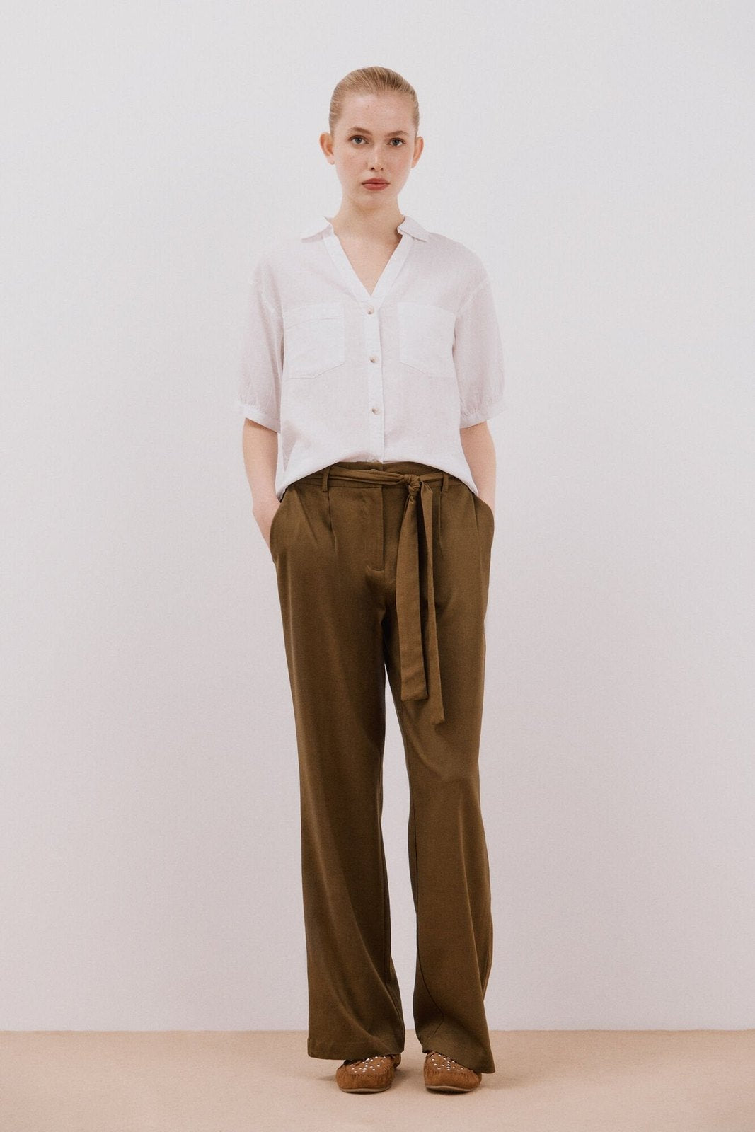 Cortefiel Midi Cape Skirt - Dark Khaki 6 Shaws Department Stores