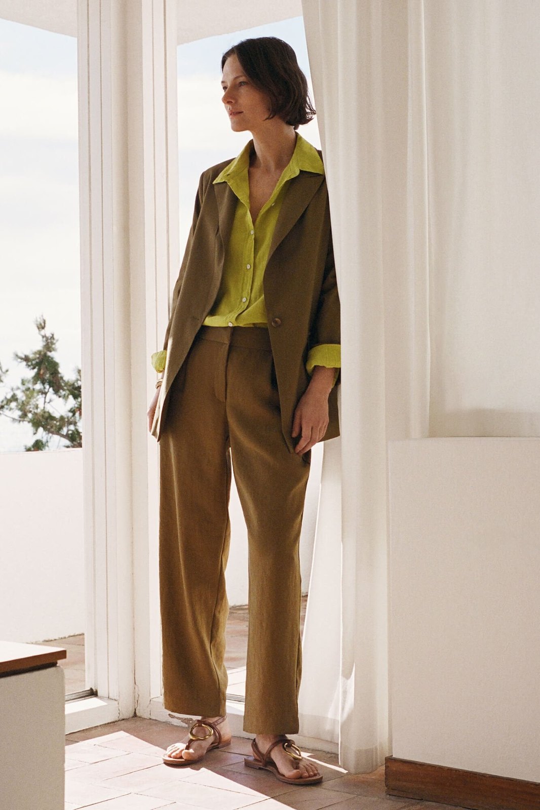 Cortefiel Midi Cape Skirt - Dark Khaki 8 Shaws Department Stores