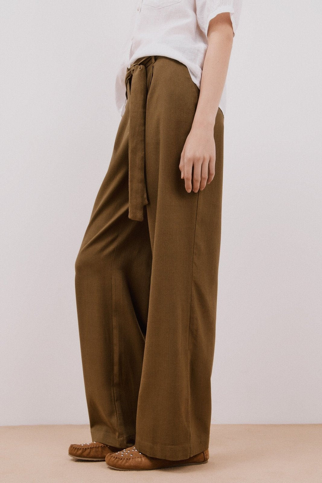 Cortefiel Midi Cape Skirt - Dark Khaki 3 Shaws Department Stores