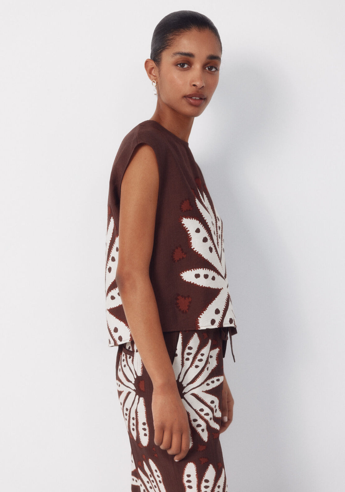 Cortefiel Printed Top - Orange 3 Shaws Department Stores