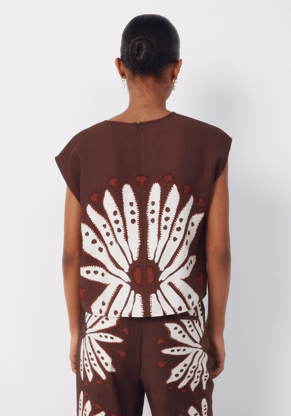 Cortefiel Printed Top - Orange 2 Shaws Department Stores