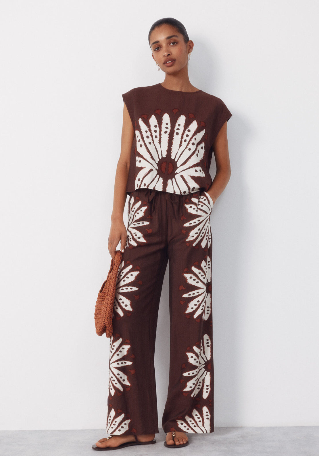 Cortefiel Printed Top - Orange 5 Shaws Department Stores