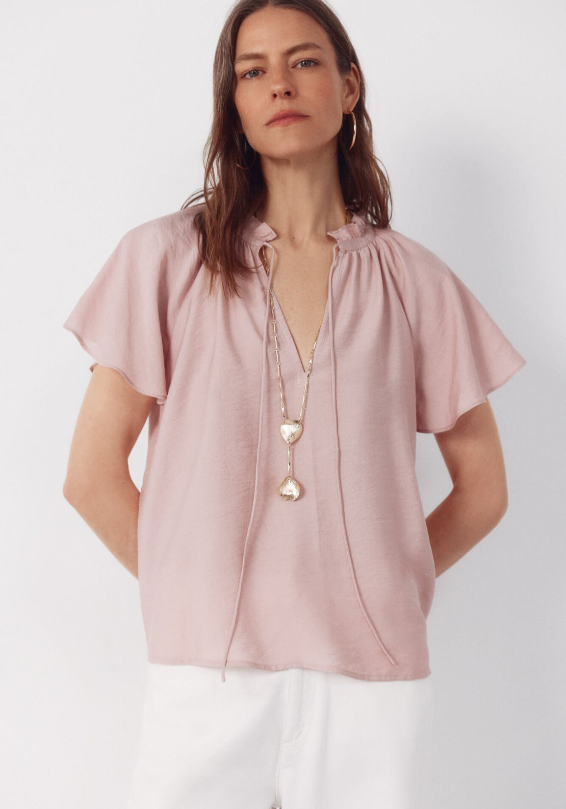 Cortefiel Raglan Sleeve Blouse - Pink 1 Shaws Department Stores