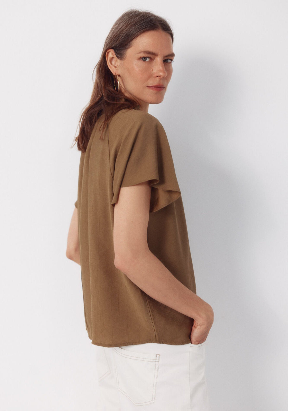 Cortefiel Raglan Sleeve Blouse - Green 3 Shaws Department Stores