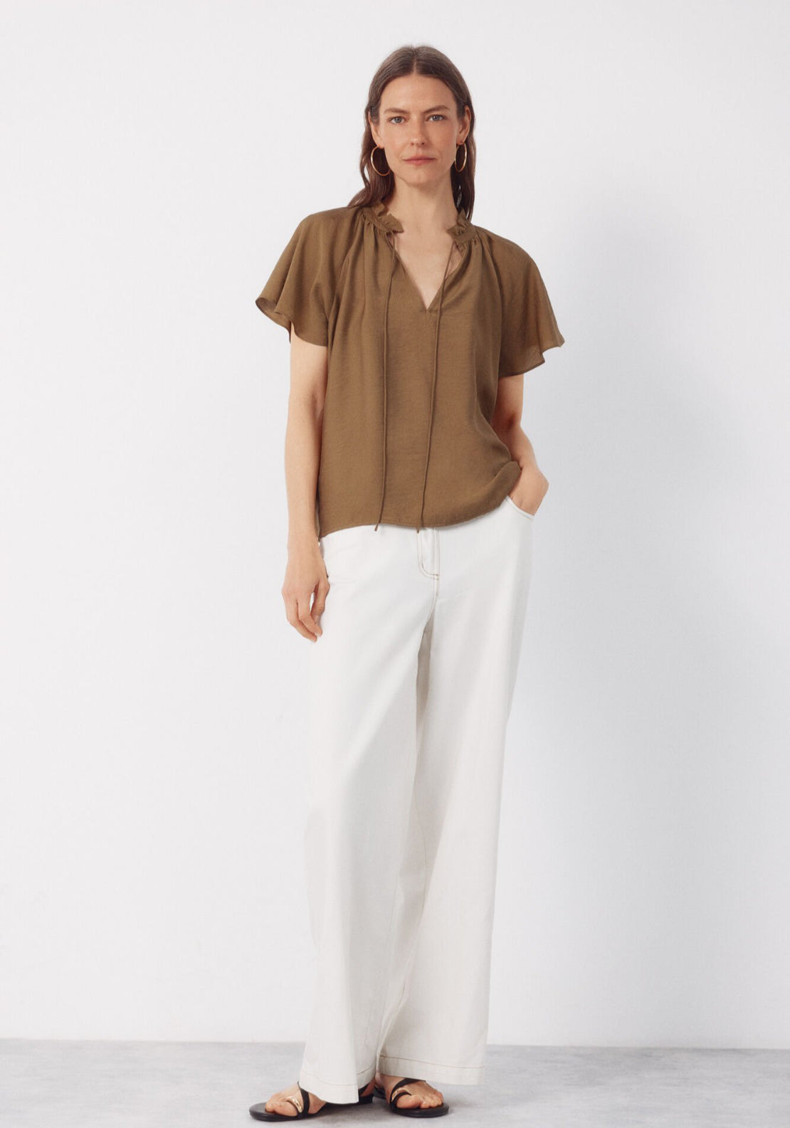 Cortefiel Raglan Sleeve Blouse - Green 5 Shaws Department Stores