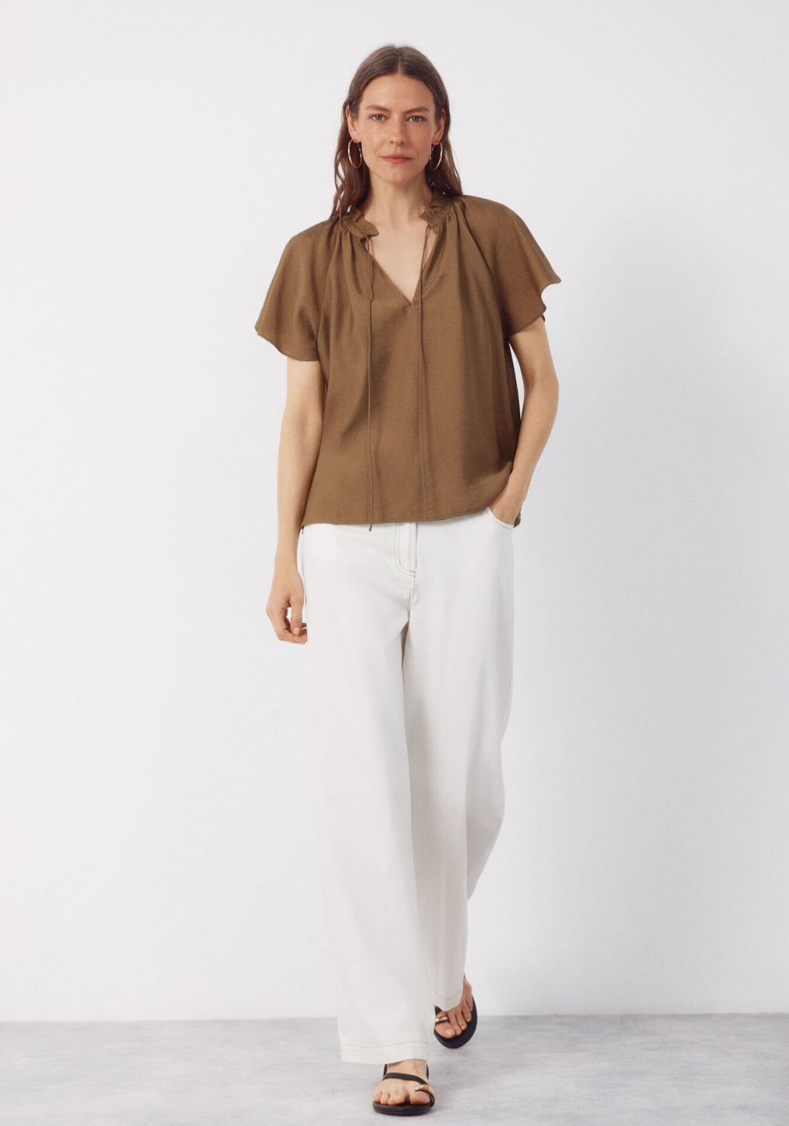 Cortefiel Raglan Sleeve Blouse - Green 6 Shaws Department Stores