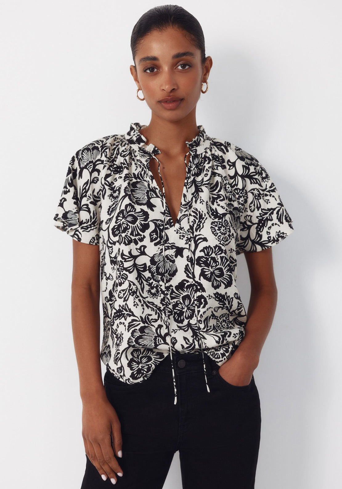 Cortefiel Raglan Sleeve Blouse - Multicolour 1 Shaws Department Stores