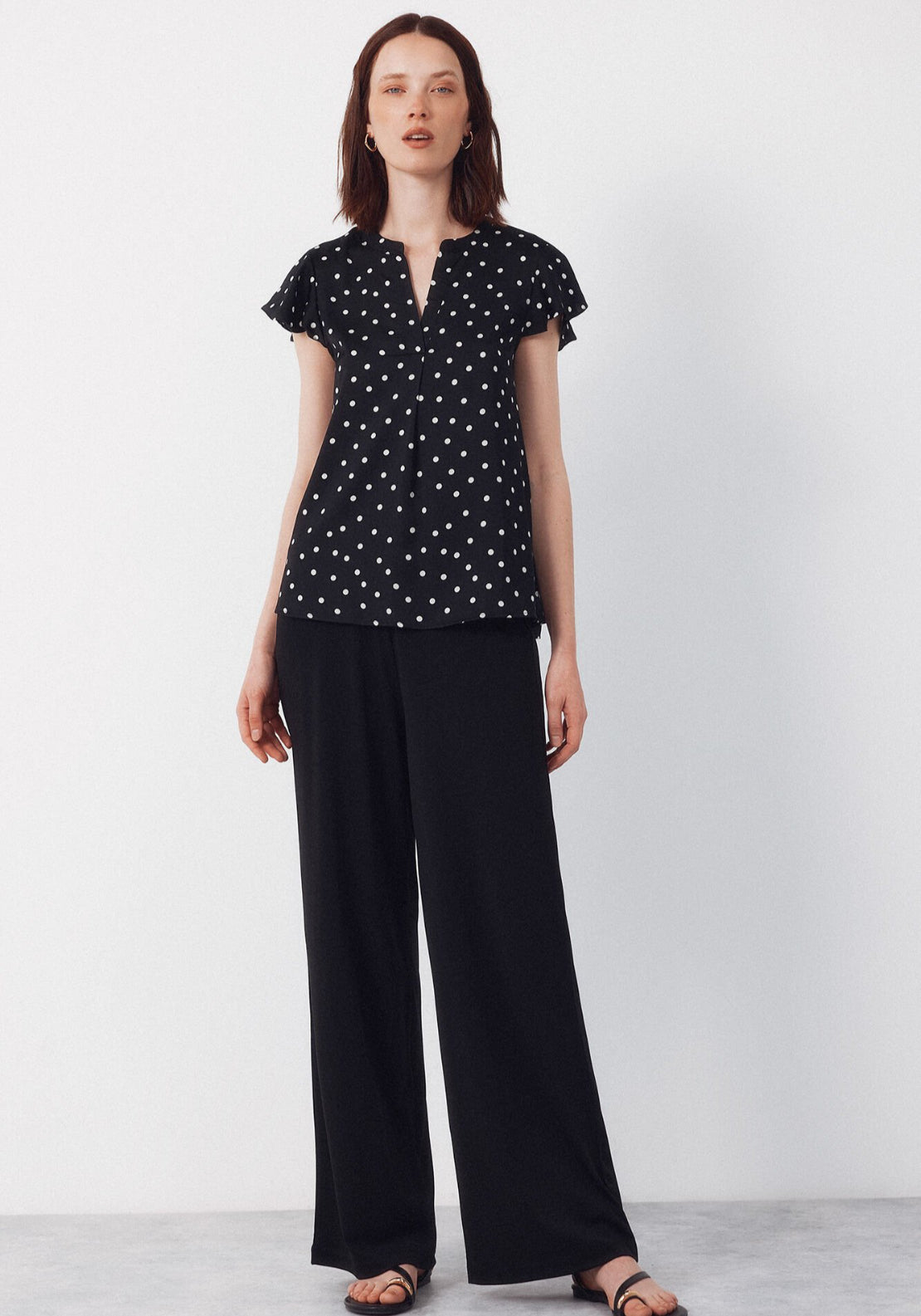 Cortefiel Fluid Flutter Sleeve Blouse - Black 4 Shaws Department Stores