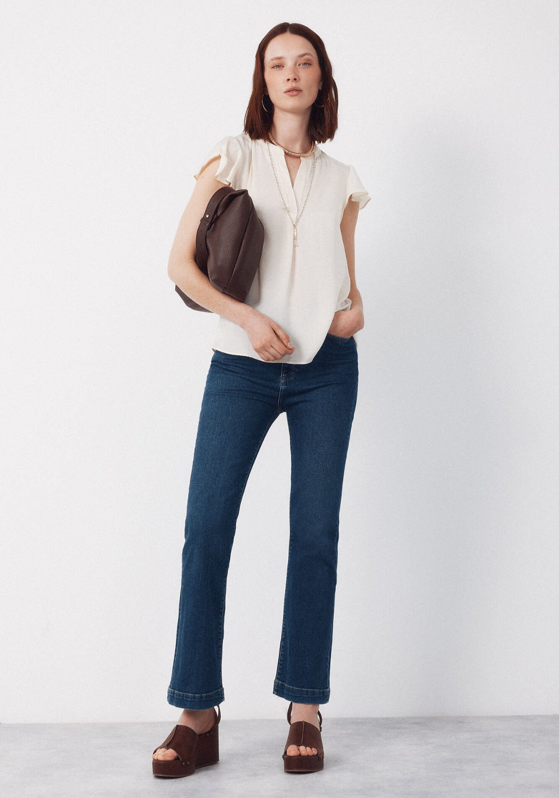 Cortefiel Fluid Flutter Sleeve Blouse - Black 4 Shaws Department Stores