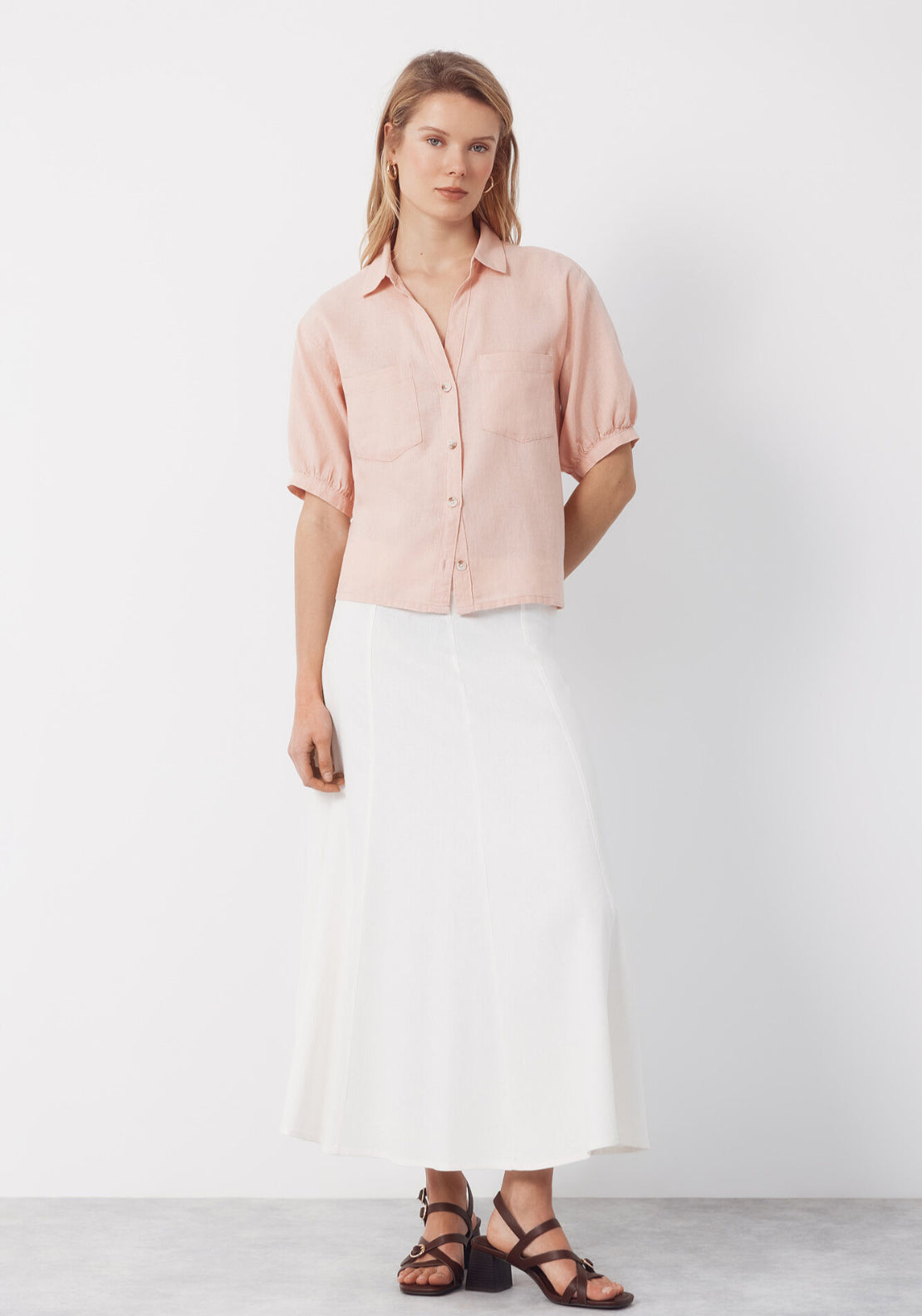 Cortefiel Rustic Short Sleeve Shirt - Pink 5 Shaws Department Stores