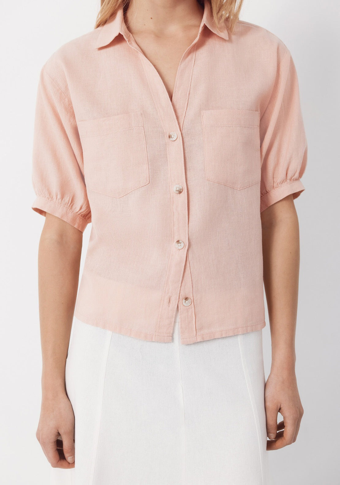 Cortefiel Rustic Short Sleeve Shirt - Pink 4 Shaws Department Stores