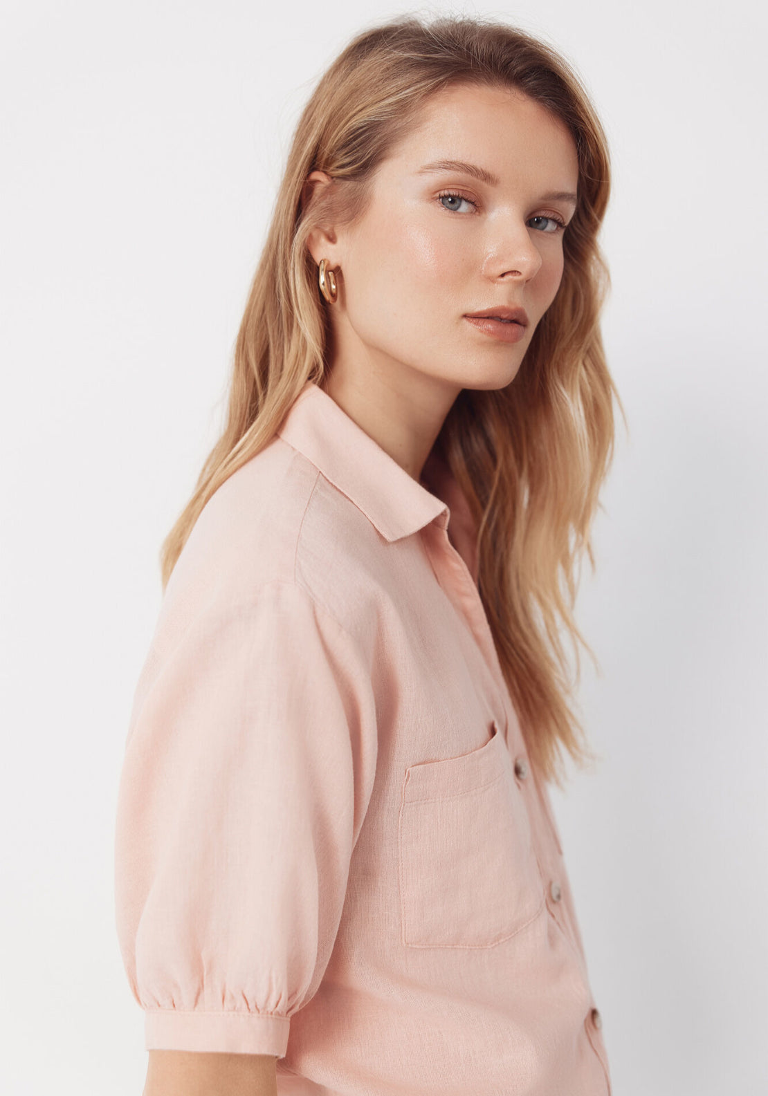 Cortefiel Rustic Short Sleeve Shirt - Pink 3 Shaws Department Stores