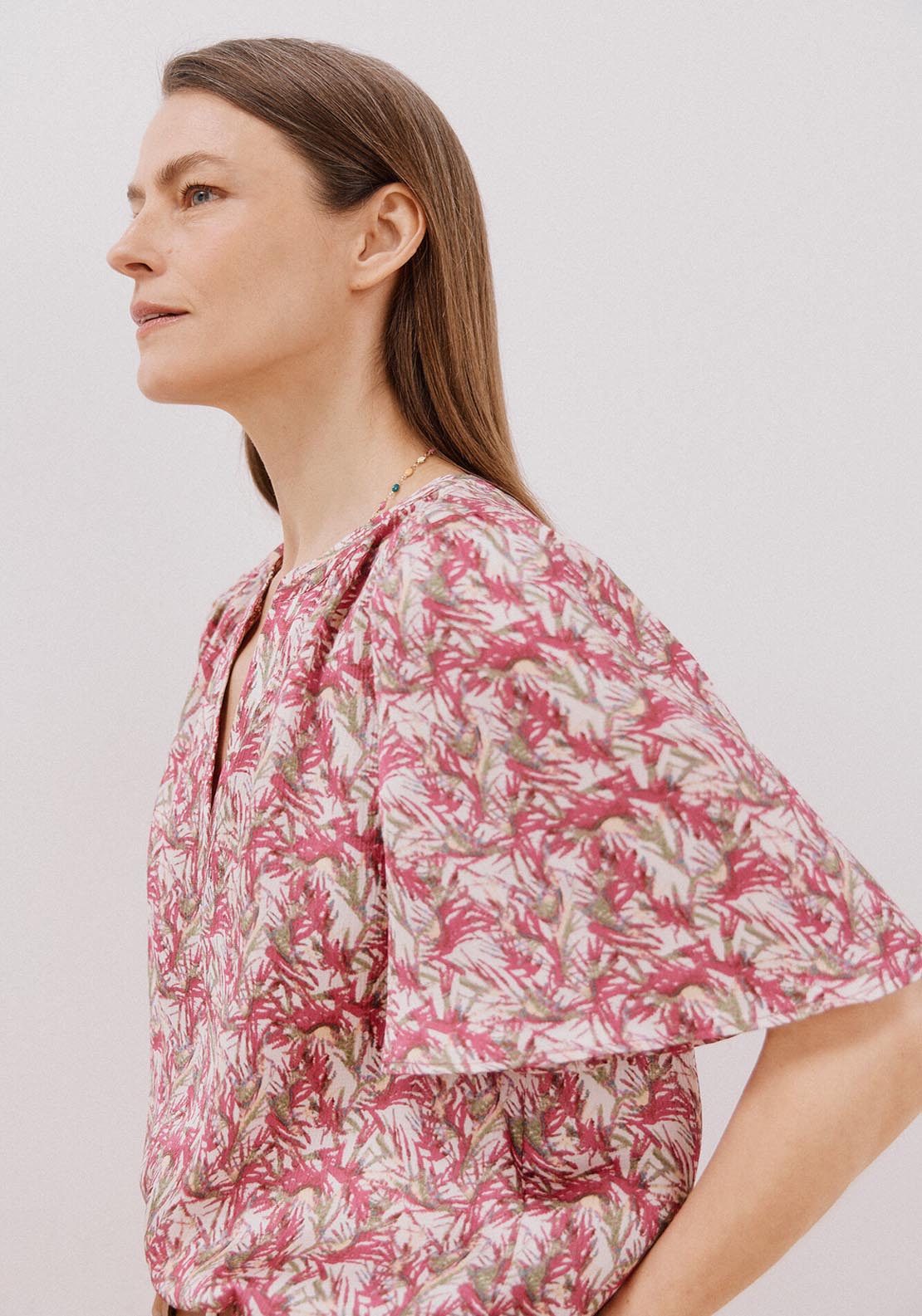 Cortefiel Flared Sleeve Blouse - Multicoloured 4 Shaws Department Stores