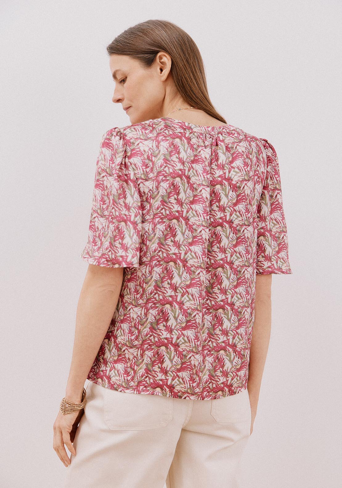 Cortefiel Flared Sleeve Blouse - Multicoloured 2 Shaws Department Stores