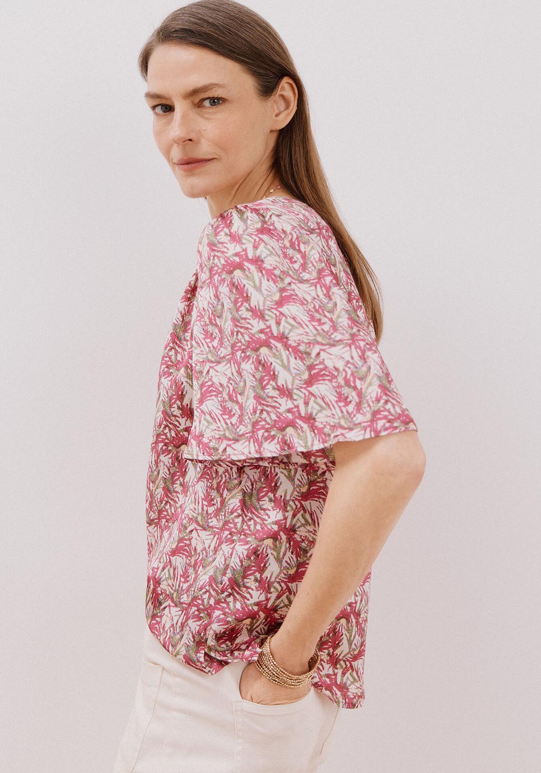 Cortefiel Flared Sleeve Blouse - Multicoloured 3 Shaws Department Stores