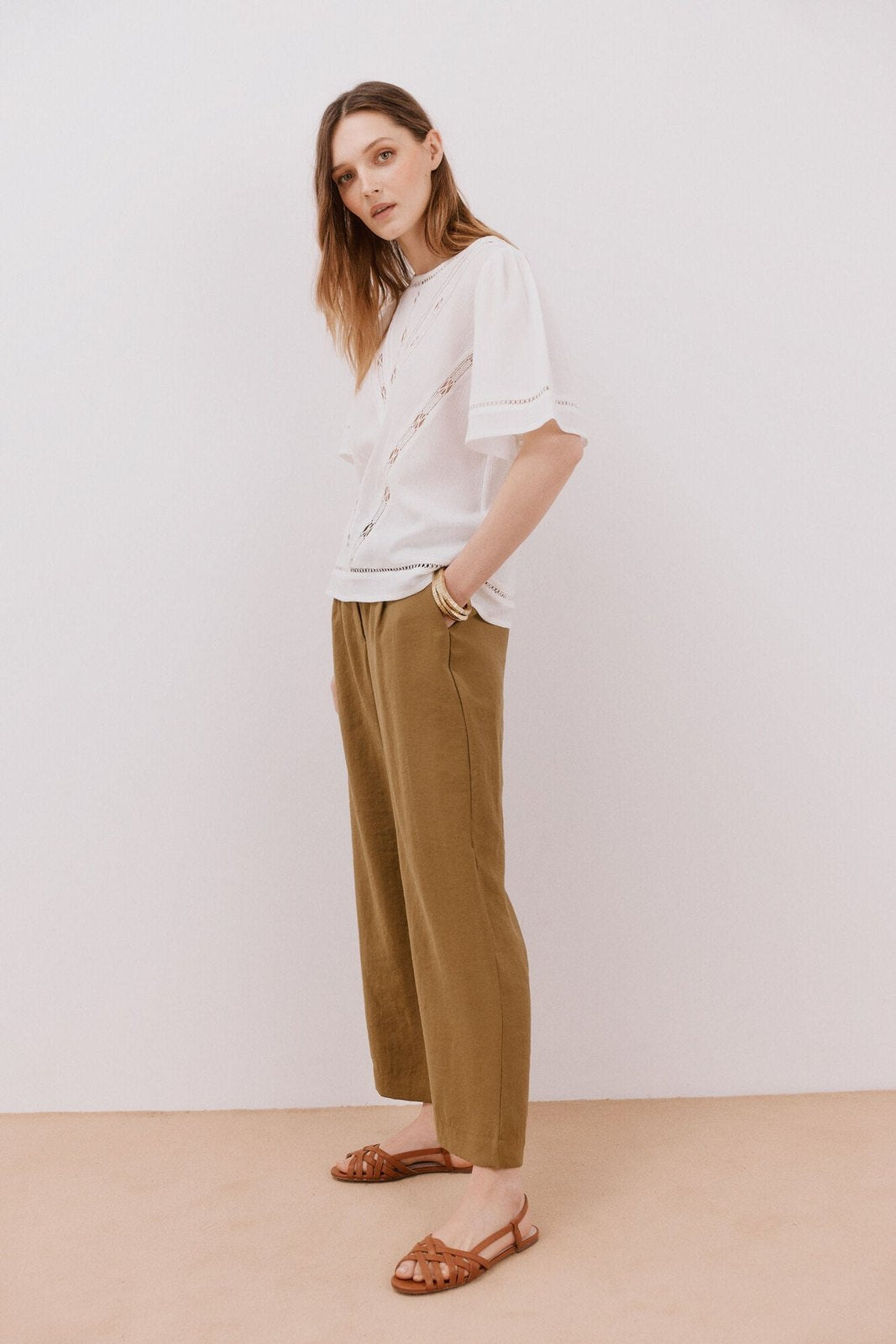Cortefiel Romantic blouse with entredeux - White 6 Shaws Department Stores