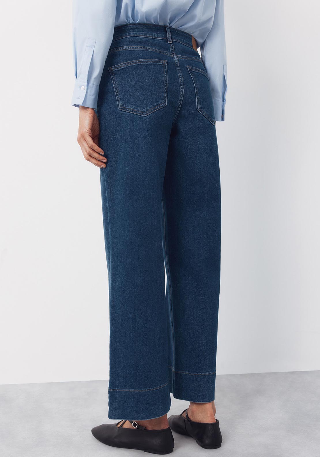 Palazzo Jeans With Buttons - Blue