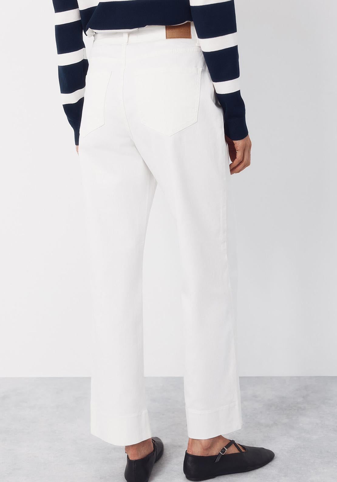 Palazzo Jeans With Buttons - White