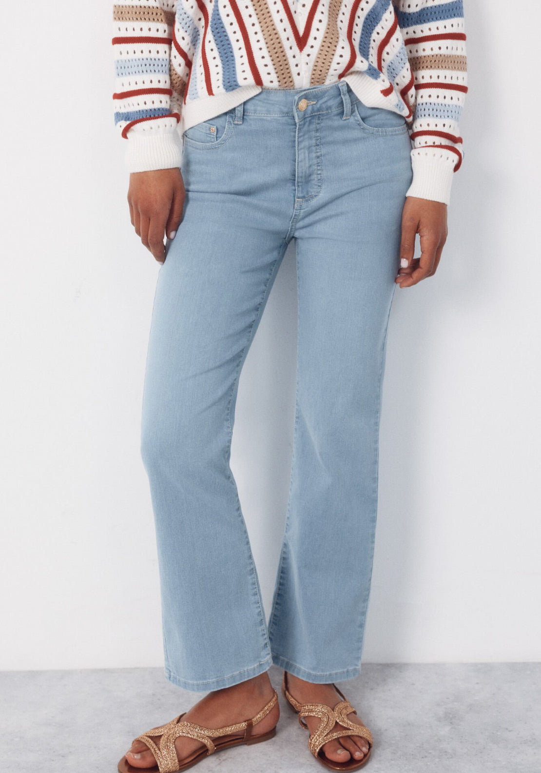 Cortefiel Cropped Flared Shaping Jeans - Blue 1 Shaws Department Stores