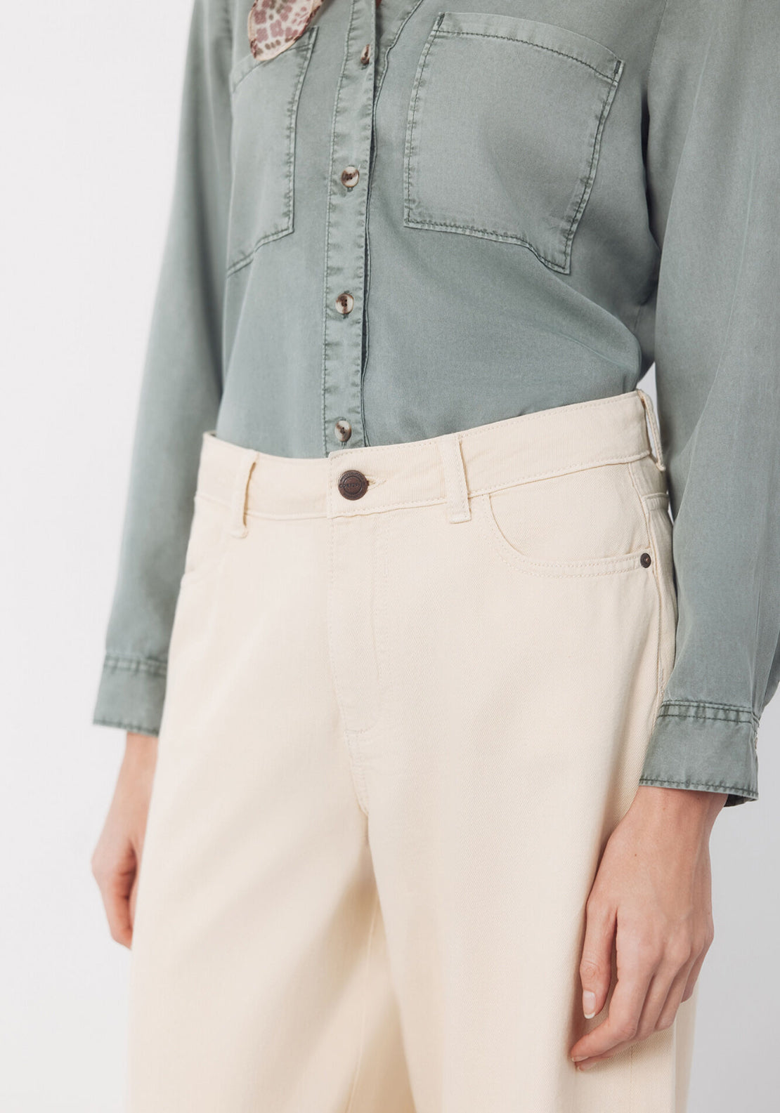 Cortefiel Long Palazzo Jeans - Cream 3 Shaws Department Stores