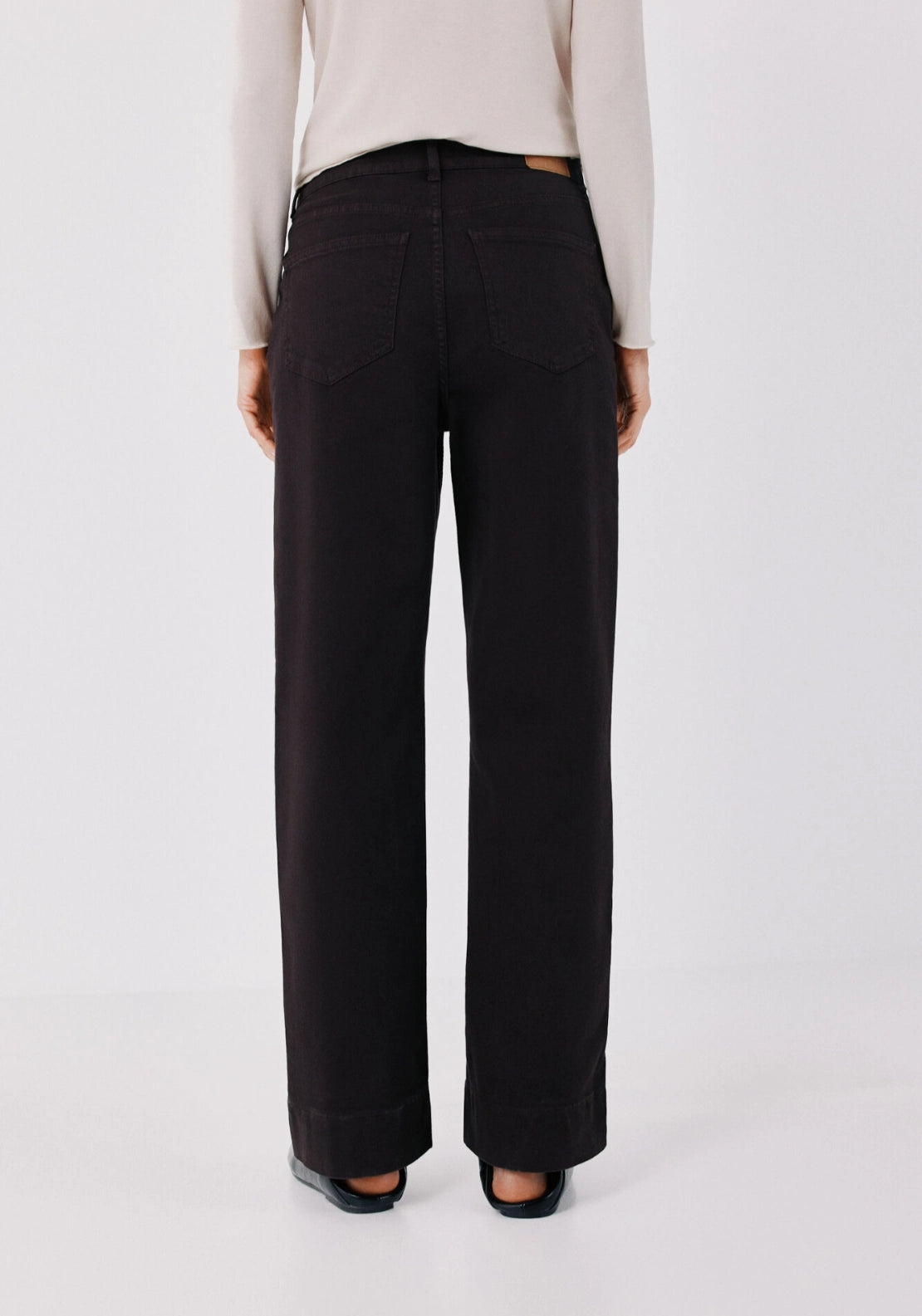 Sailor Style Palazzo Jeans With Buttons - Dark Brown