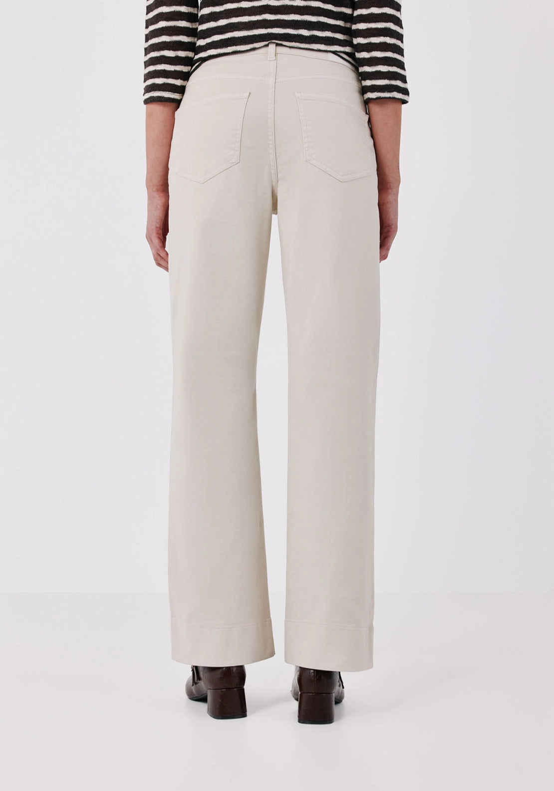 Sailor Style Palazzo Jeans With Buttons - Ivory