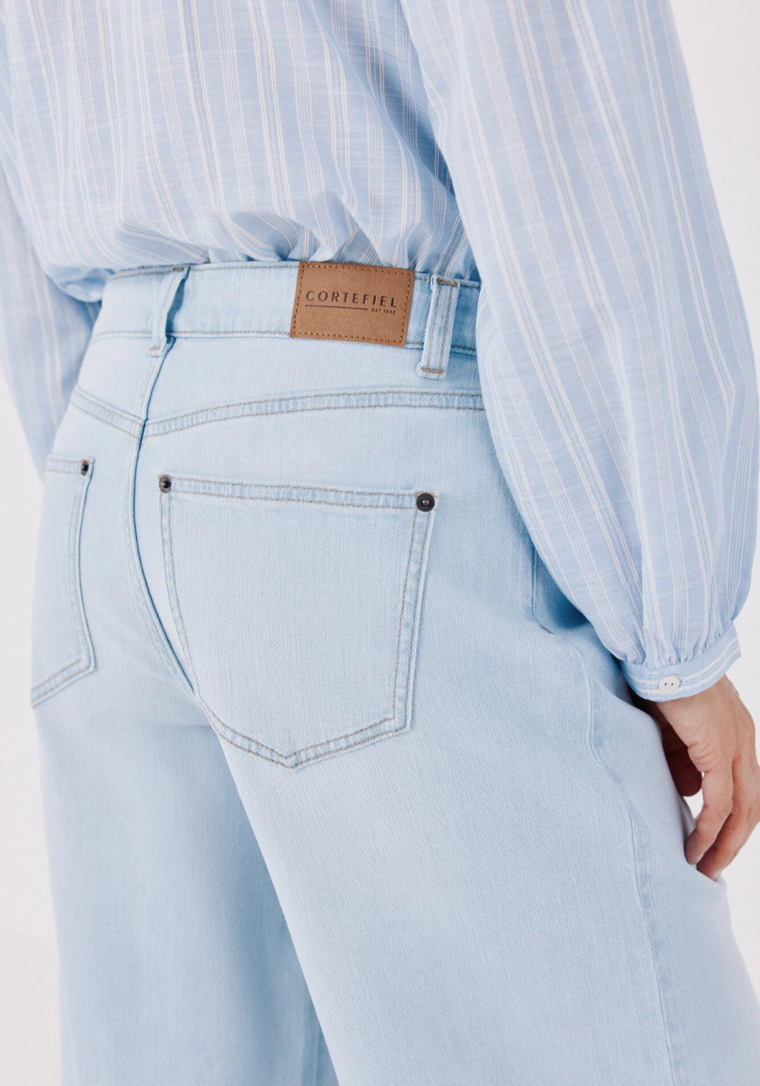 High Rise Long Palazzo Jeans - Navy