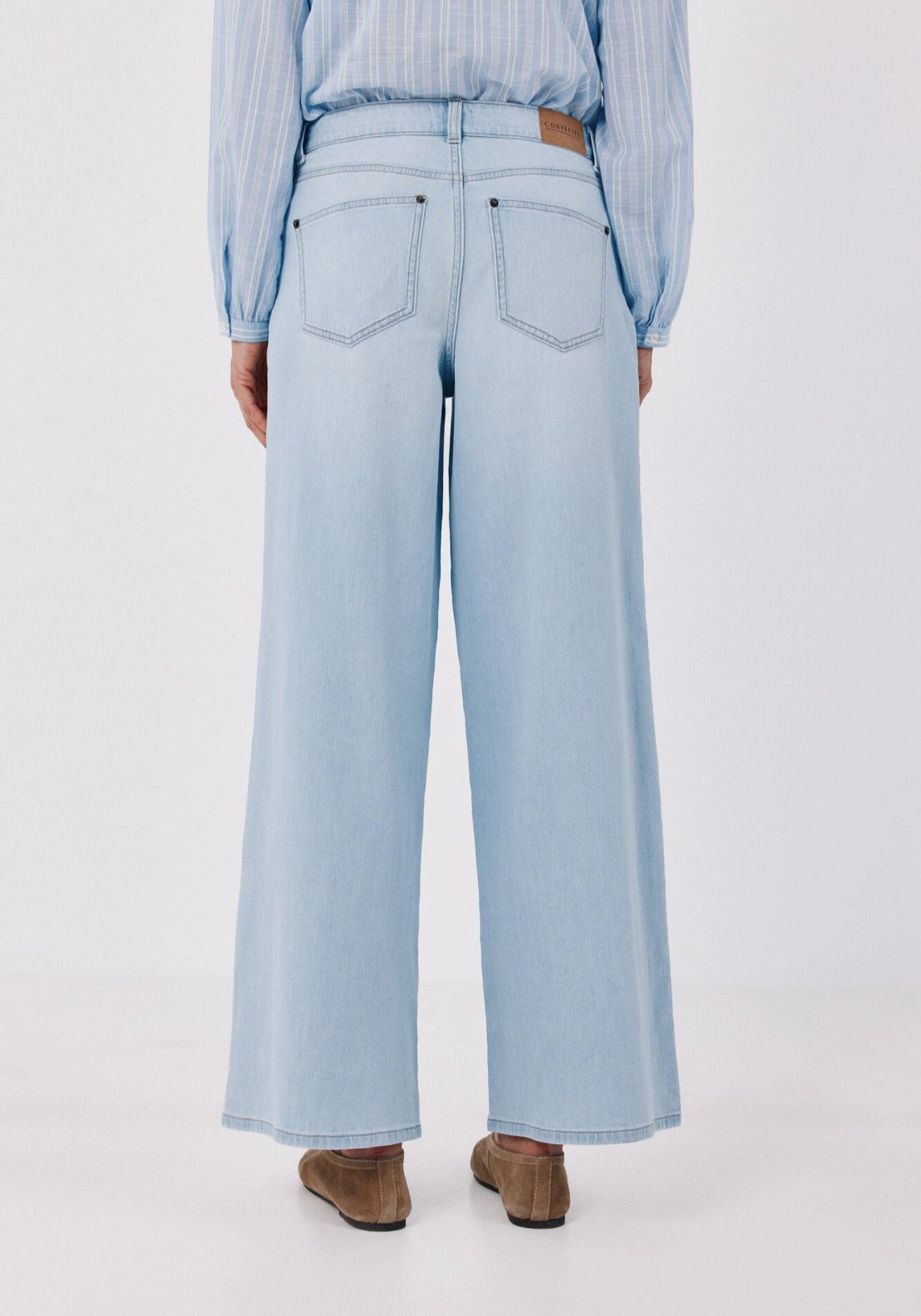 High Rise Long Palazzo Jeans - Navy