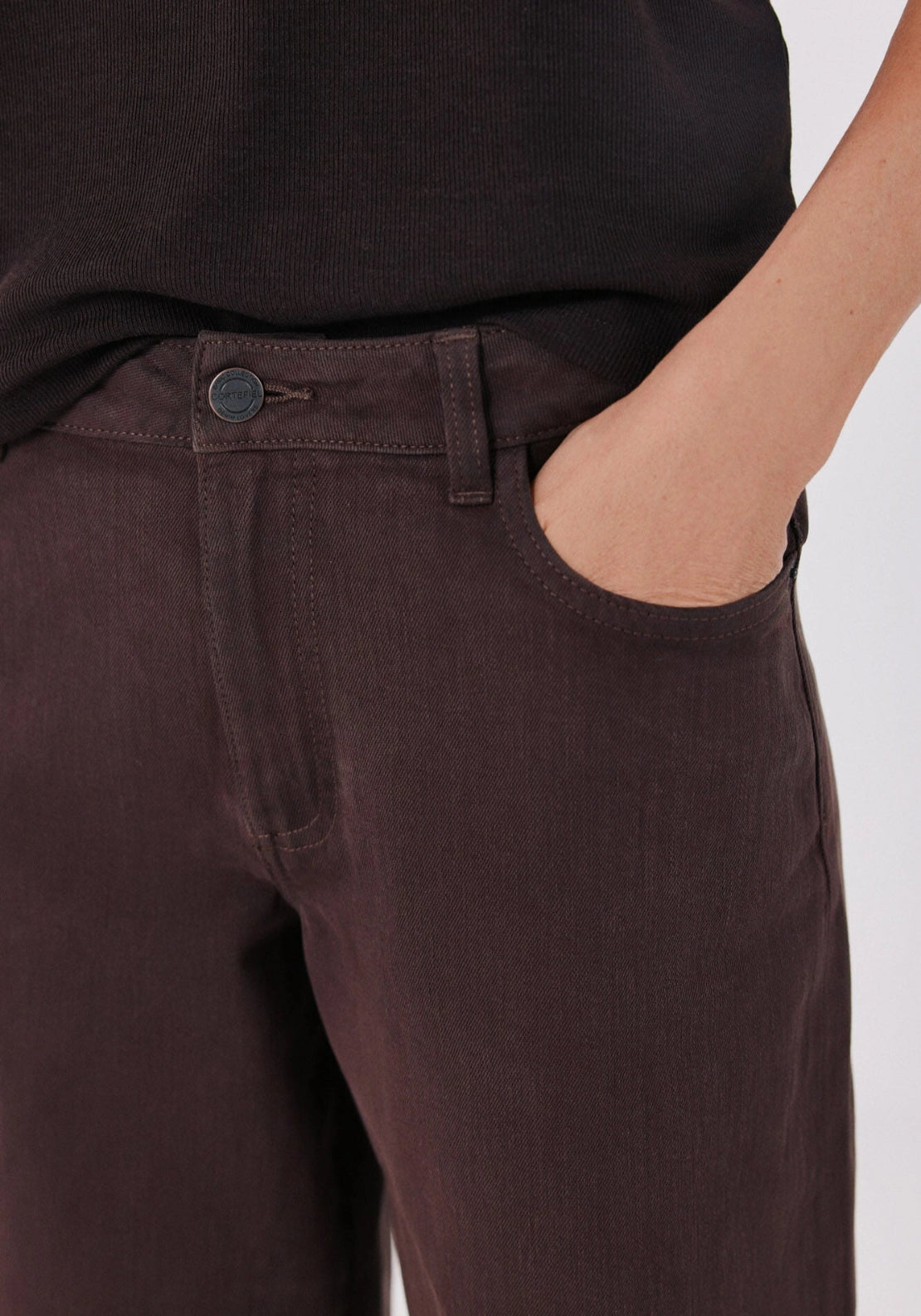 High Rise Long Palazzo Jeans - Dark Brown