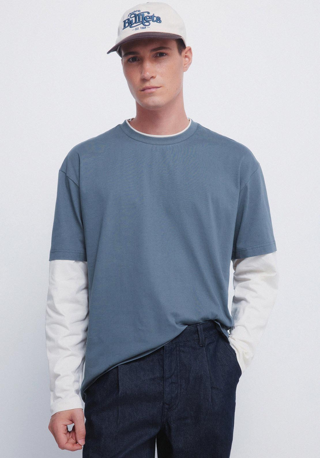 Double Long Sleeve T-Shirt - Blue