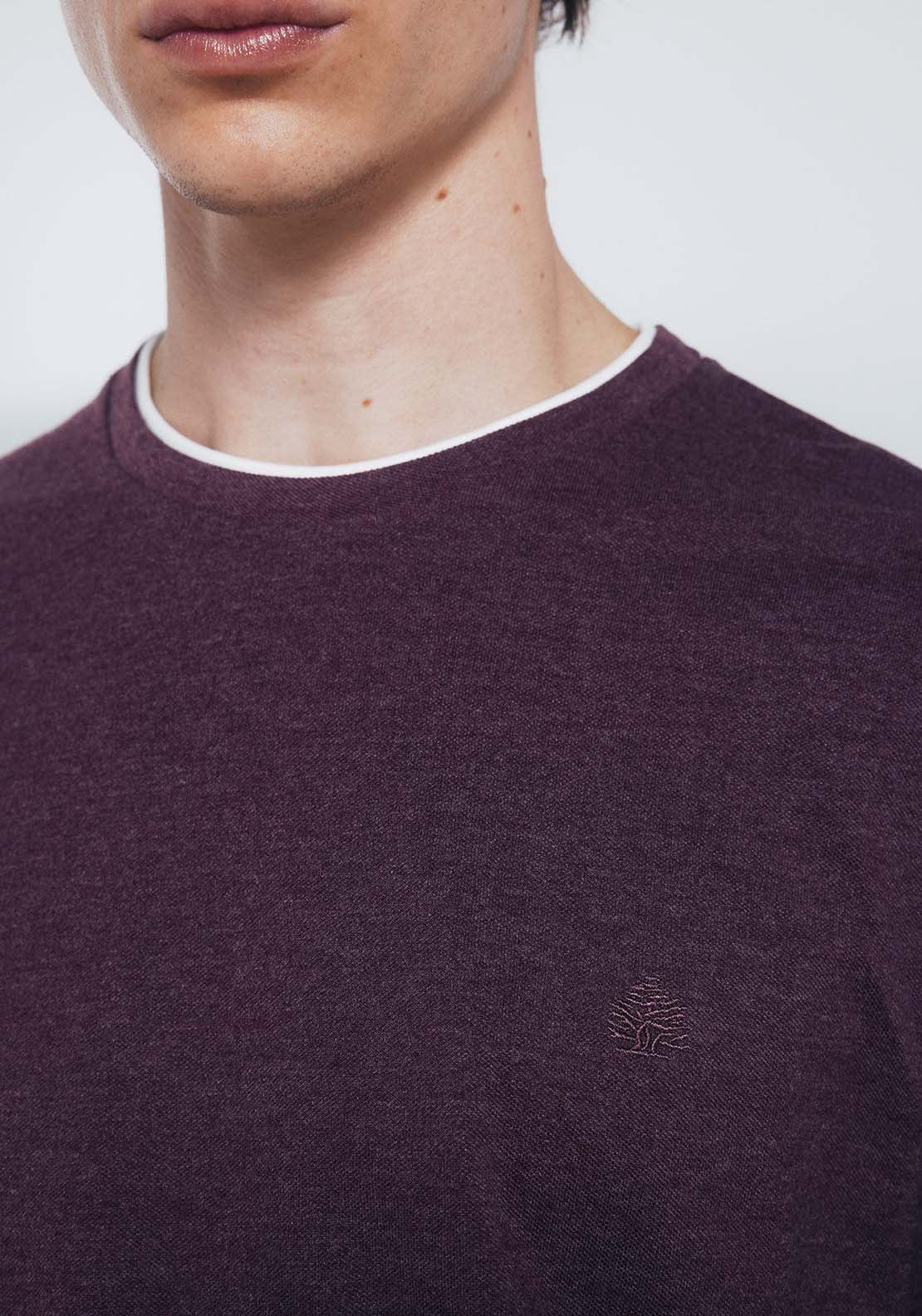 Double Melange Long Sleeve T-Shirt - Red
