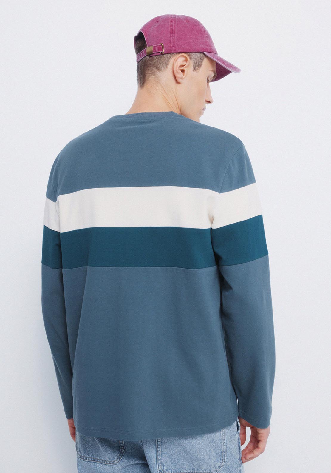 Piqué Cut Out Long Sleeve T-Shirt - Blue