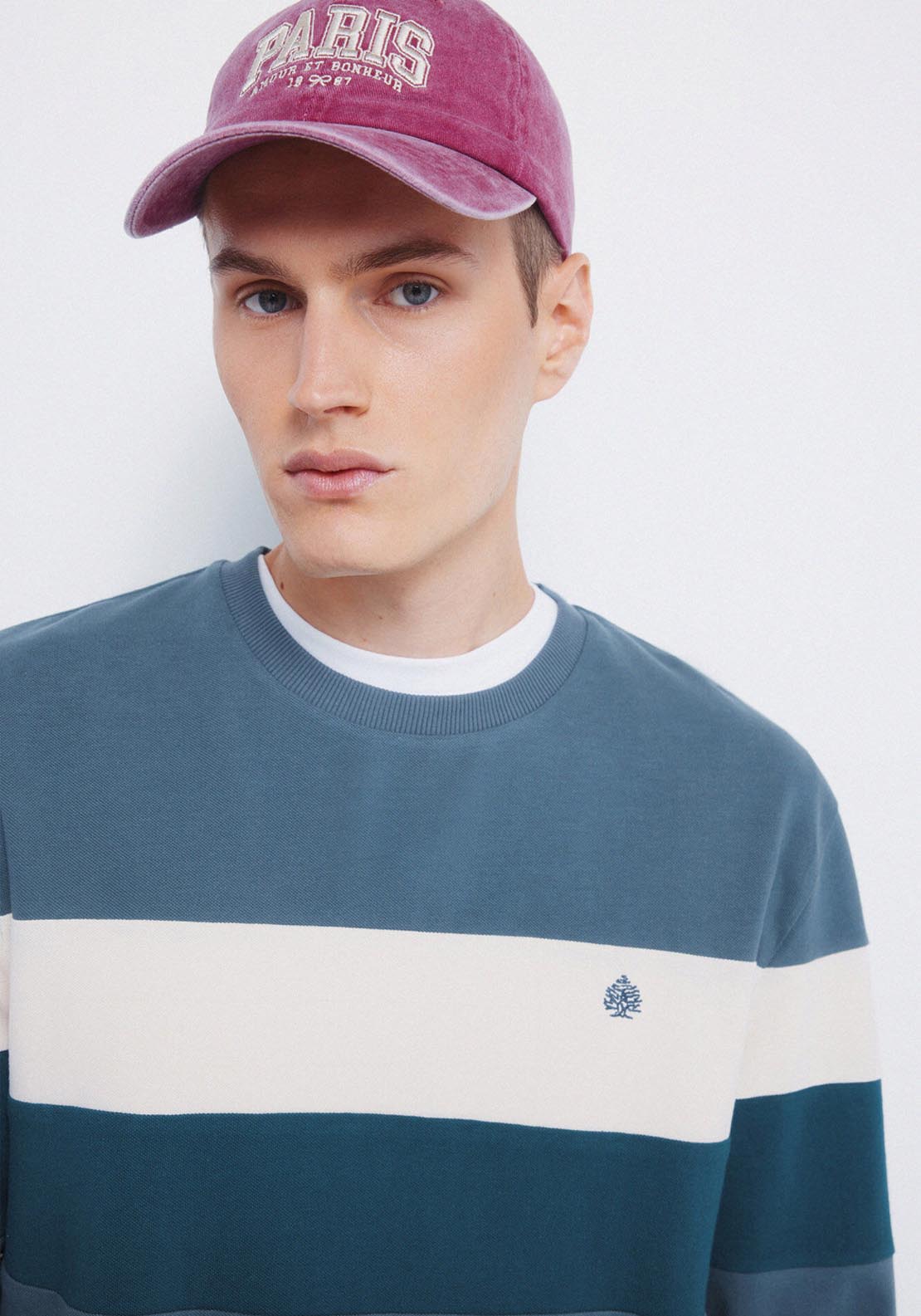 Piqué Cut Out Long Sleeve T-Shirt - Blue