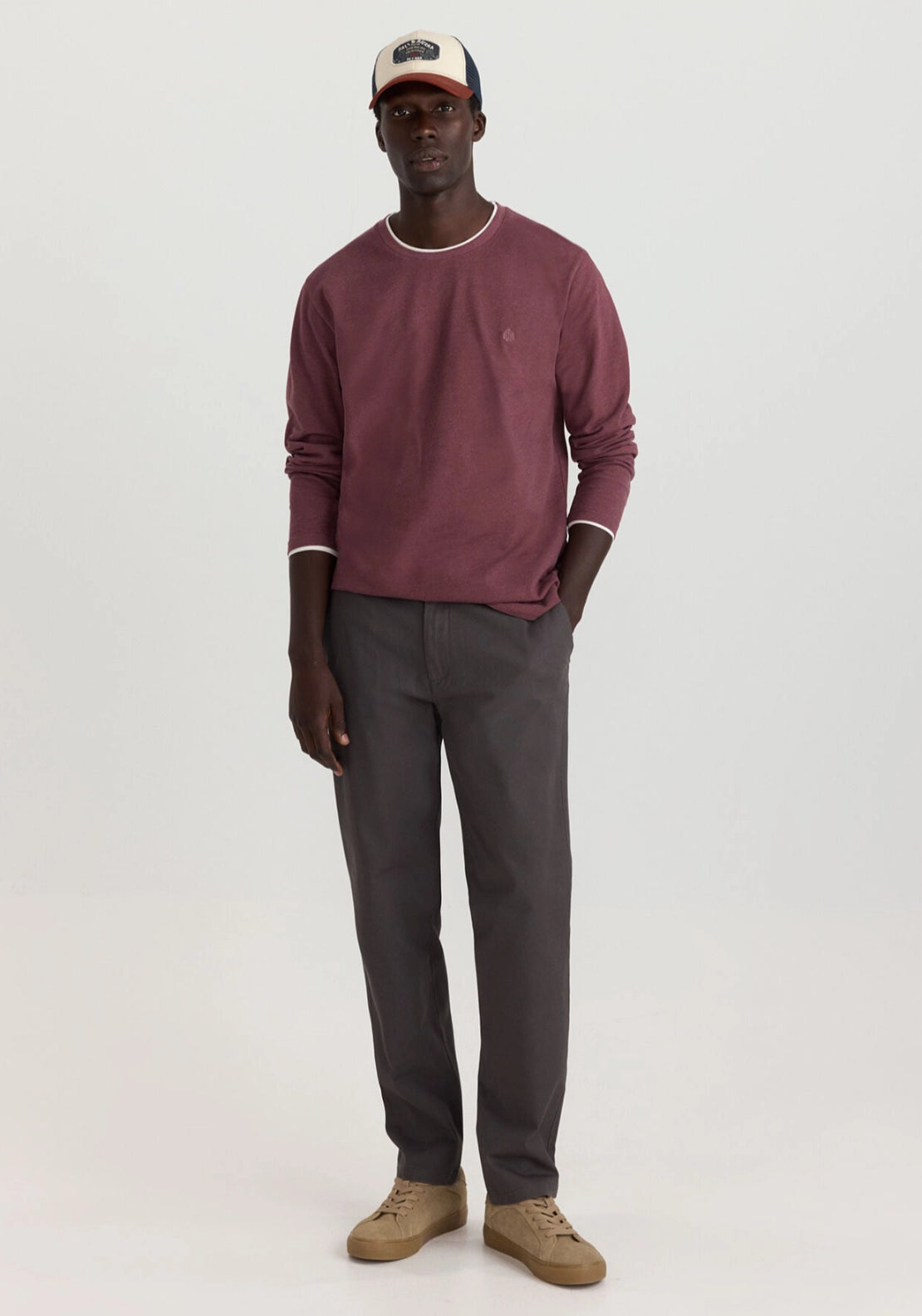 Double Crew Pique Ls Tee - Red