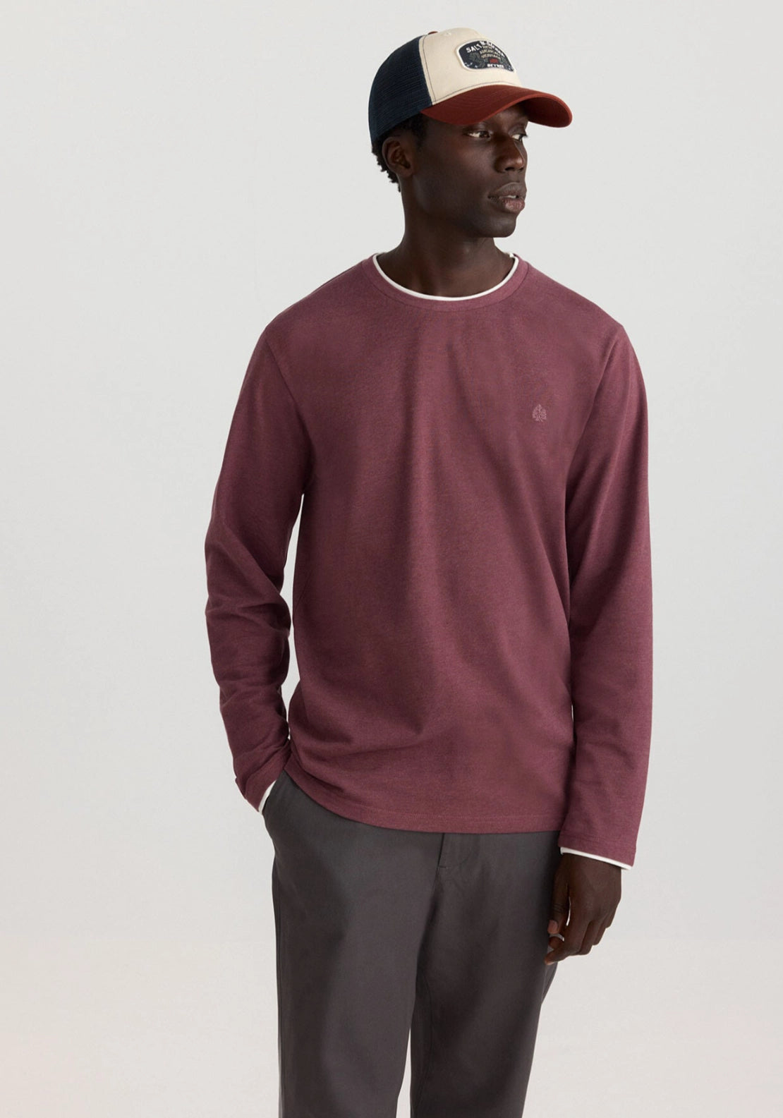 Double Crew Pique Ls Tee - Red