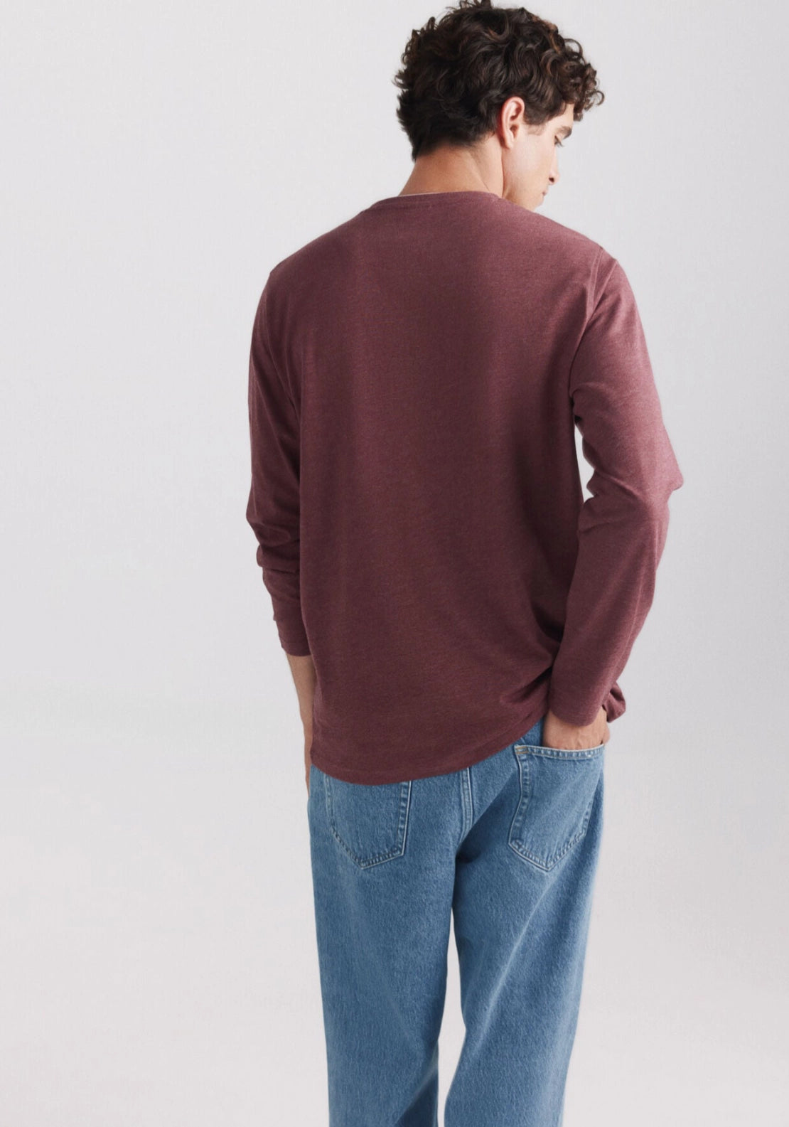 Stripe Mandarin Collar Tee - Red
