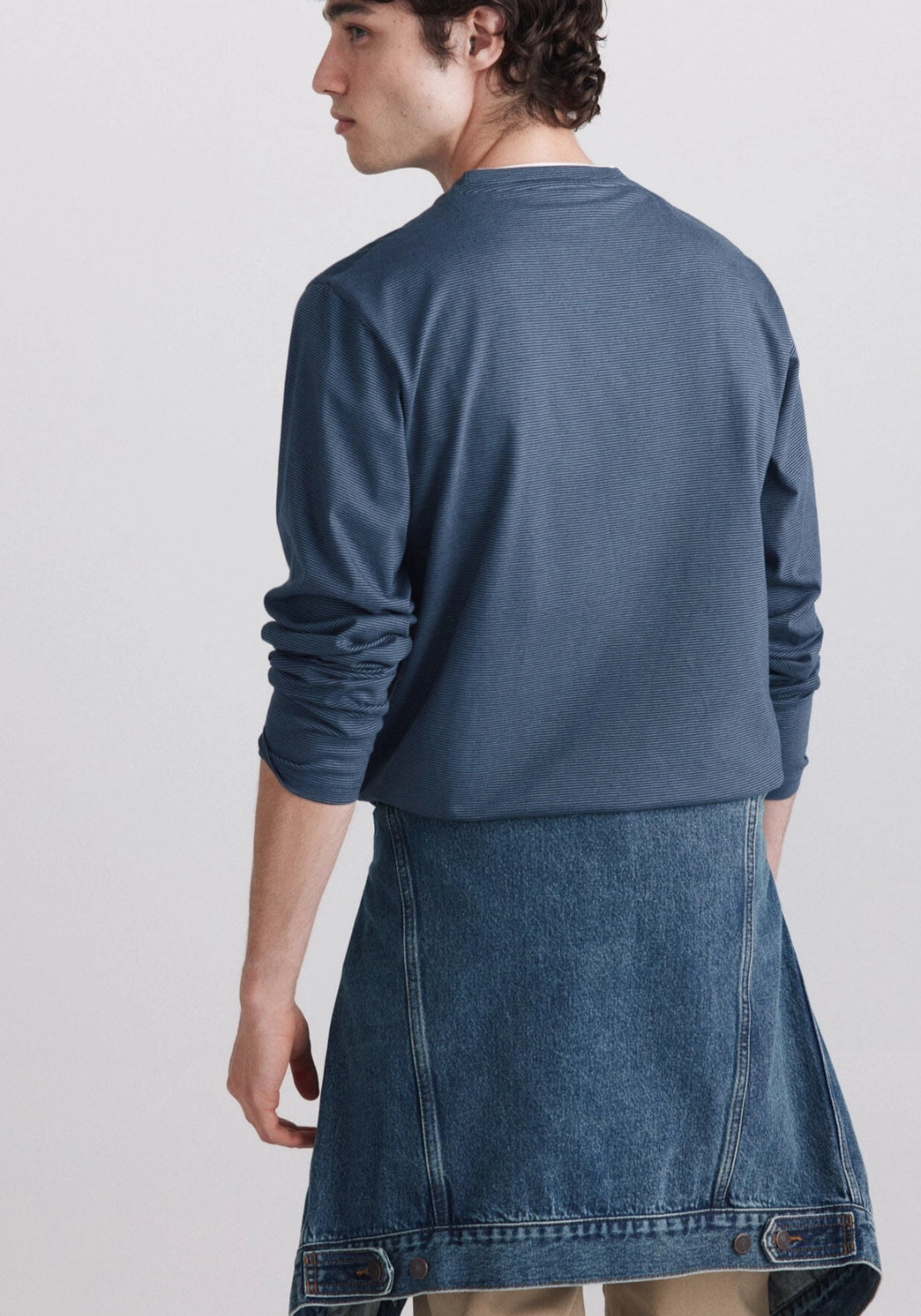 Stripe Double Collar Tee - Blue
