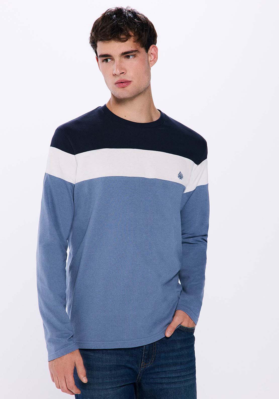 Springfield Cut long sleeve t-shirt - Blue 1 Shaws Department Stores
