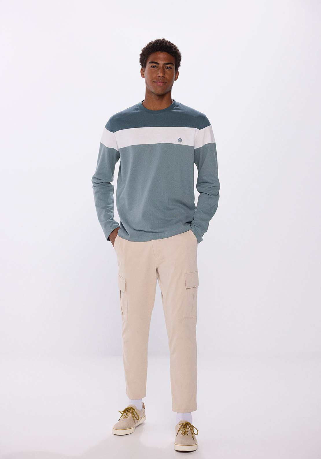 Springfield Cut long sleeve t-shirt - Blue 4 Shaws Department Stores