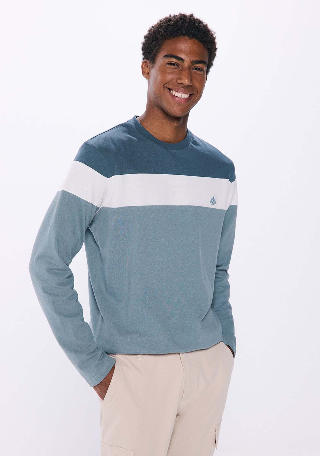Springfield Cut long sleeve t-shirt - Blue 1 Shaws Department Stores