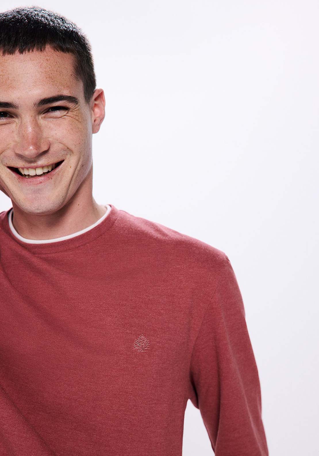 Springfield Double piqué long sleeve t-shirt - Pink 3 Shaws Department Stores