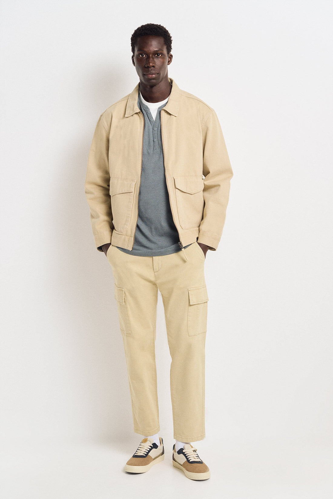 Long Sleeve Striped Henley T-Shirt Blue – Shaws - Main Image