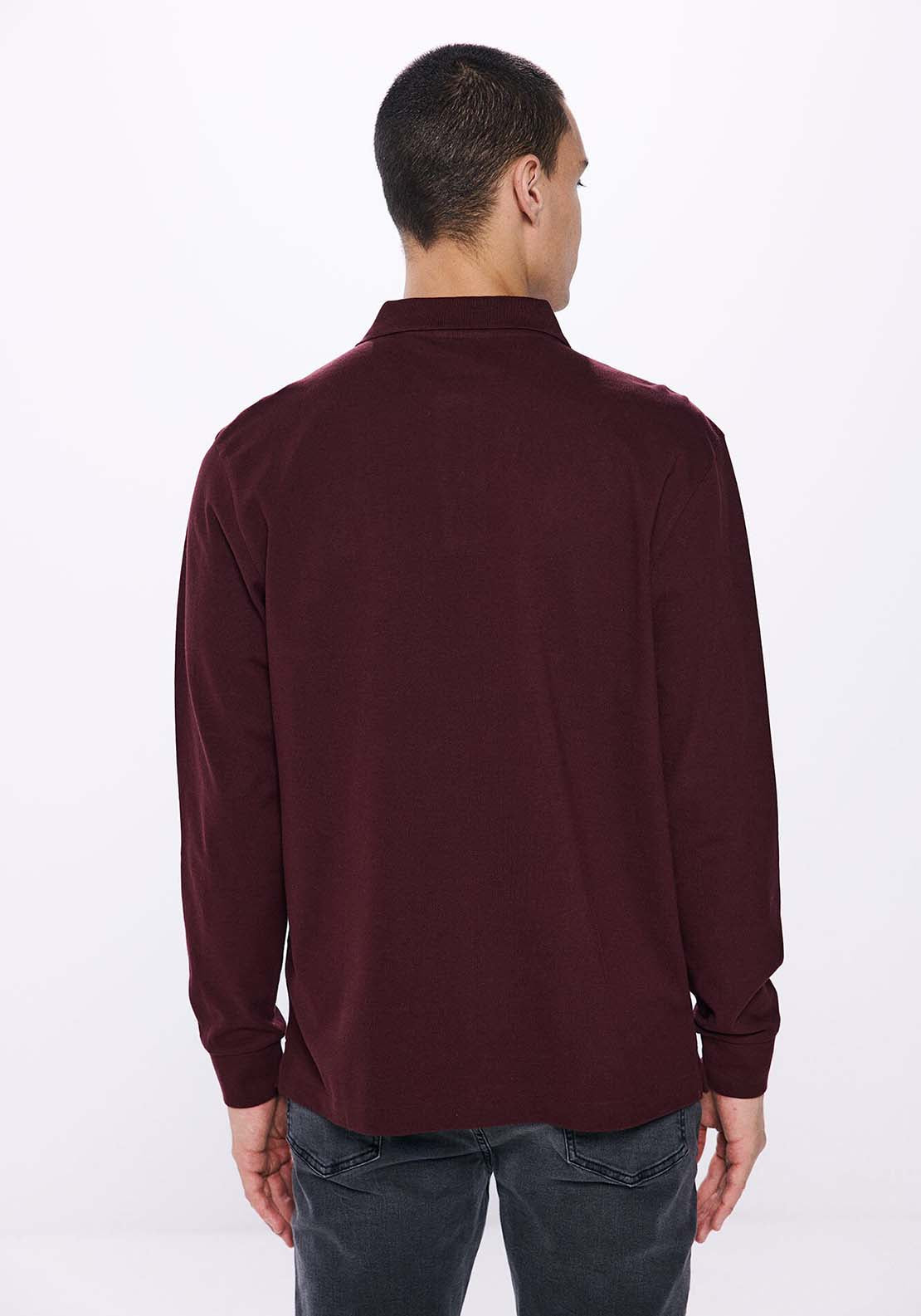 Springfield Springfrield long sleeve basic polo shirt - Red 2 Shaws Department Stores