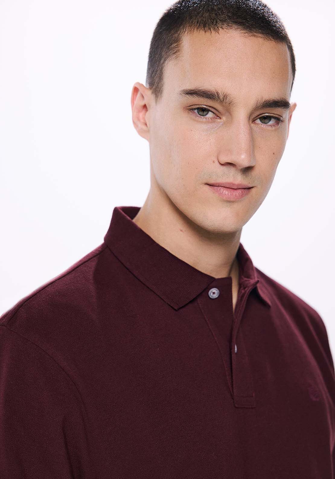 Springfield Springfrield long sleeve basic polo shirt - Red 3 Shaws Department Stores